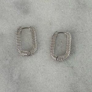 Silver Beaded Textured Thick Oval Hoop Earrings 

Brand New

Stainless Steel